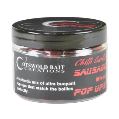 Бойлы плавающие Cotswold Baits Chilli Garlic Sausage Mixed Pop-ups 10mm, 14mm & Dumbells, 150ml CB0317 (чеснок, колбаса, перец)