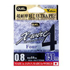Плетеный шнур Duel PE X-WIRE 4 150m Silver #0.8 6.4 kg. (0.153mm)