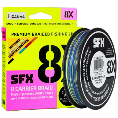 Леска плетеная Sufix SFX 8X 150м разноцветная 0.235 мм 20 кг PE 2