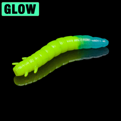 Силиконовая приманка Soorex Pro King Worm 55mm цв. #216 Chartreuse/Blue glow Cheese 7pcs
