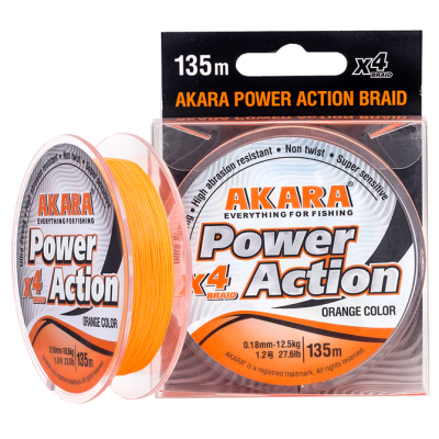 Шнур Akara Power Action X-4 Orange 135 м 0,16