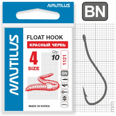 Крючок Nautilus Float Красный червь 1121BN № 4