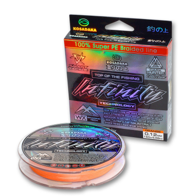 Леска плетен. Kosadaka Infinity 150м оранж. 0,08мм, 4,1кг BINF008oR_150