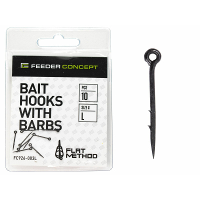 Шипы для бойлов/приманок Feeder Concept Flat Method Bait Hooks With Barbs р. 003L 10шт.