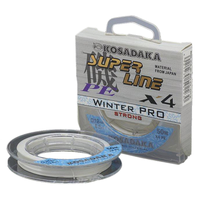 Леска плетеная зимняя Kosadaka Super Line PE X4 Winter Pro 50м прозр. 0,14мм, 8,2кг BSLX4JP-50