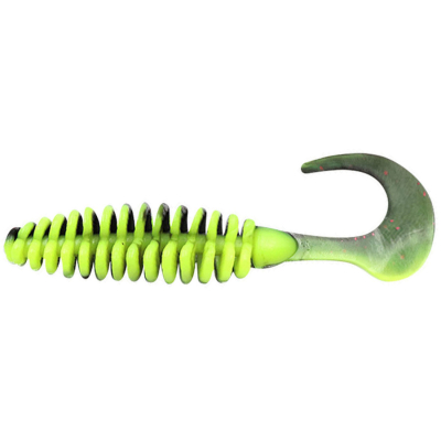 Силиконовая приманка Yaman Pro Battery Tail 5" цвет #32 - Black Red Flake/Chartreuse (уп. 3 шт.)