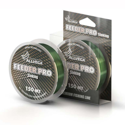 Леска монофильная Allvega Feeder Pro 150м 0,30мм (9,78кг) тёмно-зелёная, тонущая