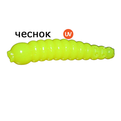 Мягкая приманка MicroFishing Личинка 3.5 см - 10шт. Шартрез (Ультрофиолет) Чеснок