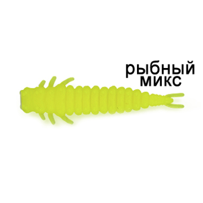 Силиконовая приманка Ojas Reit 37, Сhartreuse (fluo), 14шт/банка, аромат Рыбный микс