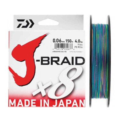 Леска плетеная Daiwa J-Braid X8 150m (мультиколор) 0,18мм