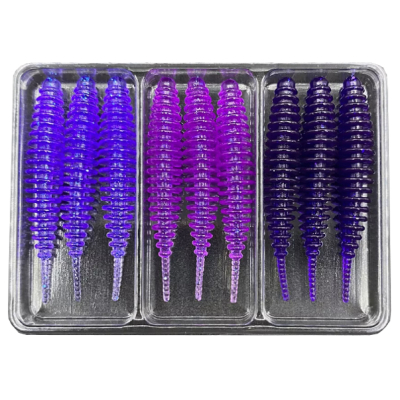 Силиконовая приманка МикроDжиг 3-х набор Tanta 2.0" 50мм цвет Фиолетовый Тёмный+Фиолетовый Прозрачный+Пурпурный