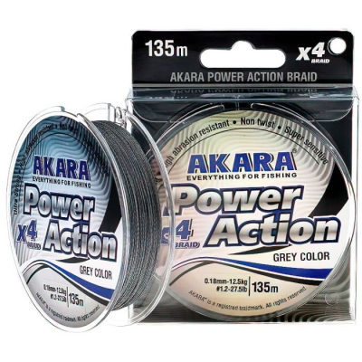 Шнур Akara Power Action X-4 Grey 135 м 0,14