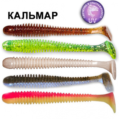 Силиконовая приманка Crazy Fish Vibro Worm 3,4" 12-85-М56-6 кальмар цв. MIX56