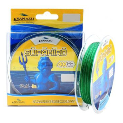 Шнур плетеный Namazu Supahiro 4Х, L-100 м, d-0,28 мм, 18,15 кг, болотно-зеленый (мох)100/300/