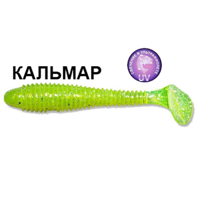 Силиконовая приманка Crazy Fish Vibro Fat 4" 14-100-54-6 кальмар цв. green acid (зеленая кислота)