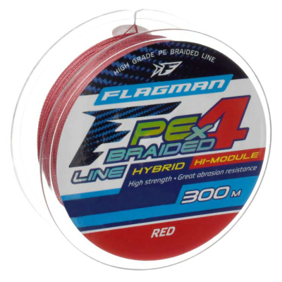 Шнур PE Flagman Hybrid F4 300м Red 0,40мм 25кг 55lb