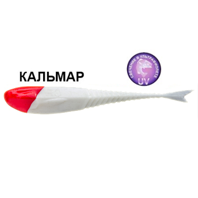 Силиконовая приманка Crazy Fish Glider 3.5" 36-90-59RH-6 кальмар цв. white (красная голова/белый)