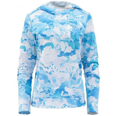Термофутболка Simms Women's Solarflex UltraCool Hoody, Cloud Camo Blue, S