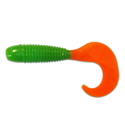 Силиконовая приманка Mann's Lucky 80 цв.  ярко-зеленый с огнен хв, упак ( 4 шт). Lucky80_43