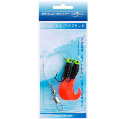 Система поводков на треску Mikado Pilk Twist Jighead Rig (2 x 3g,/5.5cm, крючки №1/0) (LS-A005-2X3Y-03)