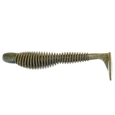 Виброхвост Reins Fat Bubbling Shad 4" цв. #005 Green Pumpkin Blue