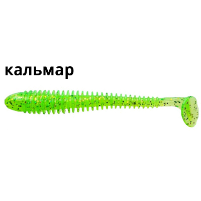 Силиконовая приманка Crazy Fish Vibro Worm 4'' 75-100-20-6 кальмар цв. kiwi (киви)