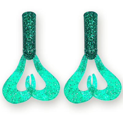 Хвост для бактейла Miuras Mouse Big, 42гр цвет: изумруд с блестками, 2шт