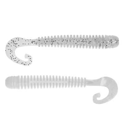 Силиконовая приманка Helios Credo Long Body 2,95"/7,5 см White & Sparkles 12шт. (HS-9-002)