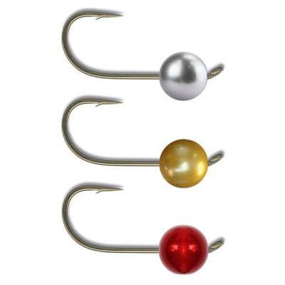 Вольфрамовая джиг-головка на крючках Mustad R50NP-BR #12, 4,6 мм, 0,79 гр. Natural / Gold / M.Red