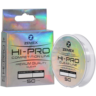 Монофильная леска Zemex Hi-Pro Competition Line 50m clear - d 0.181 mm, 3.74 kg