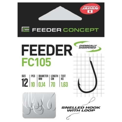 Крючки с поводком FC FEEDER сер. FC105 70см, разм.006, 0,18мм 10шт.