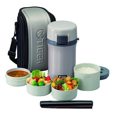 Термос для еды с контейнерами Tiger LWU-F200 Warm Silver (цвет серебряный)