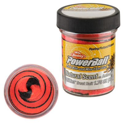 Паста форелевая Berkley PowerBait Natural Glitter Trout Bait - Black/Fluorescent Red