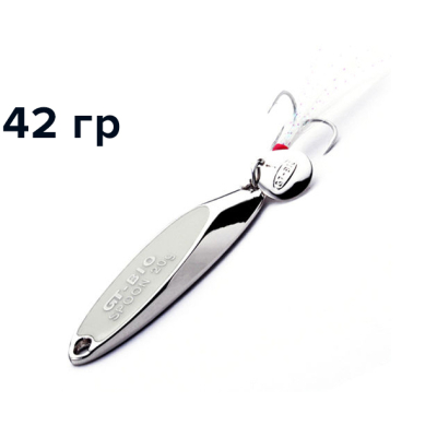 Блесна GT-BIO Super Bevel c мухой, 7.5см,42гр, серебро+люминисцентный