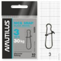 Застежка Nautilus Nice Snap black nickel size # 3 тест 30кг