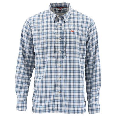 Рубашка Simms BugStopper LS Shirt, Plaid Faded Denim Plaid, XL