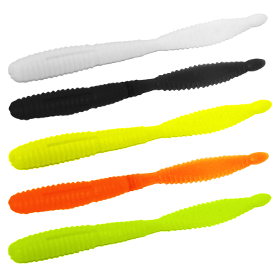 Силиконовая приманка Zombie ZWorm (Червь) цвет mix5x2 (white#01, black#02, lemon#03, orange#04, chartreuse#13) floating