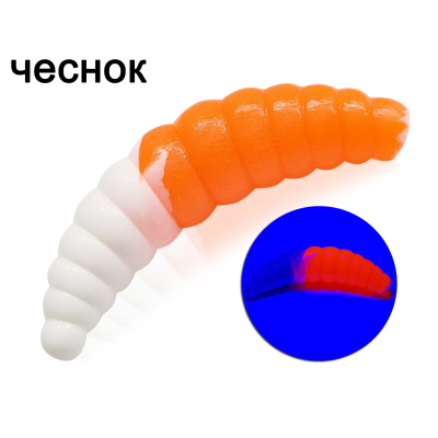 Силиконовая приманка Microfishing Magott 1,9" - 8шт #28 Бело-оранжевый Чеснок