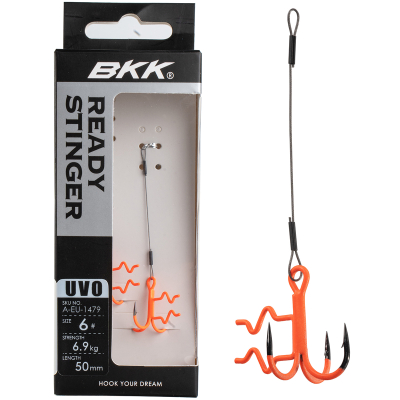 Оснастка стингер BKK Assist Spear Stinger-7X7 Wire UVO (Zander - 9cm, 7kg, 0.36mm) (A-EU-1488) - 4# (2шт)