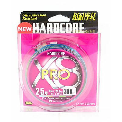 Плетеный шнур Duel PE Hardcore X8 Pro 300m 5Color #2.0 16.0Kg (0.24mm)