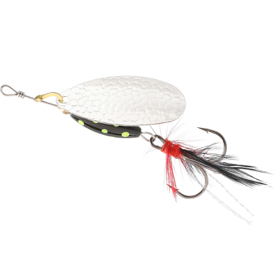 Блесна вращающаяся Mikado M-Grub с кисточкой №3 ( 9гр.) цвет SILVER/BLACK LEMON (PMB-GRU-3-BL-S)