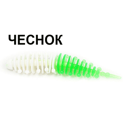 Мягкая приманка Boroda Baits Ayra Double Color цв. Белый/Зелёный, аттр. Чеснок, 8 шт./уп.