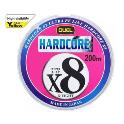 Плетеный шнур Duel PE Hardcore X8 Yellow 200m #1.2 (0.191mm) 12.0kg