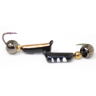 Мормышка Гвоздик с коронкой №2 (чм)+ шар блэкникель/ золото(0,78)