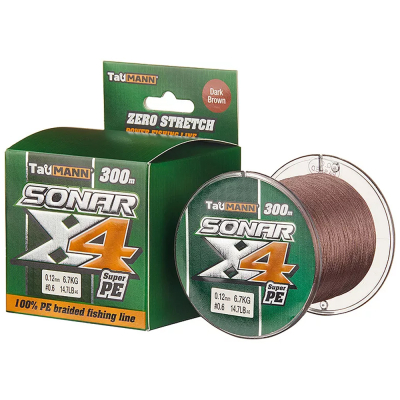 Леска плетёная TauMANN Sonar PE X4 300m Dark Brown #8 (0.47mm)