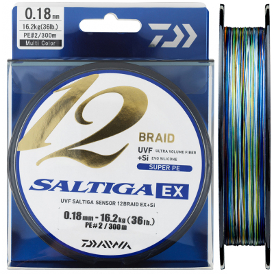 Леска плетеная Daiwa UVF Saltiga Sensor 12Braid EX +Si [10m x 5colors] 300m #2 (36lb)
