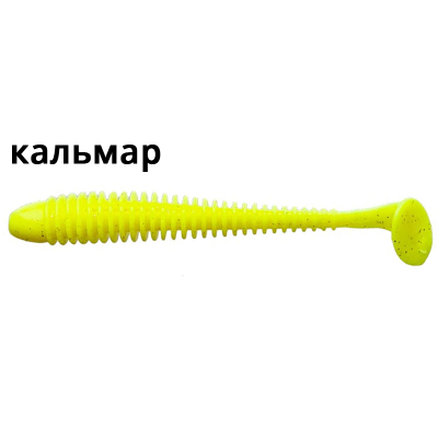 Силиконовая приманка Crazy Fish Vibro Worm 4'' 75-100-6-6 кальмар цв. chartreuse (шартрез)