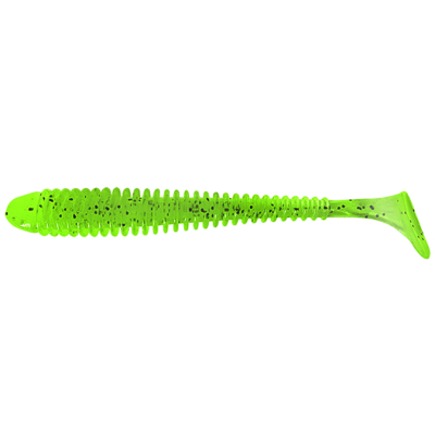 Силиконовая приманка Pike Hunter Ribbed Worm 4.0" 10 см. #012 Clear Green (UV) (6 шт)