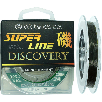 Леска Kosadaka Super Line Discovery 100м тёмн.зелёный 0,12мм, 1,55кг MSLD-100-DG-012