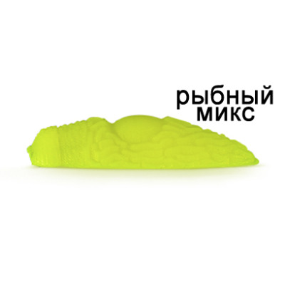 Силиконовая приманка Ojas Slizi 33, Сhartreuse (fluo), 12шт/банка, аромат Рыбный микс